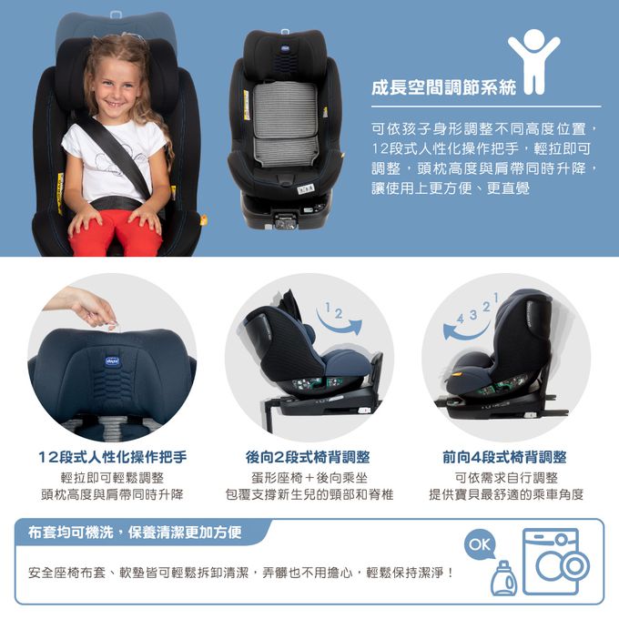 義大利 chicco - Seat3Fit Isofix安全汽座Air版-曜石黑