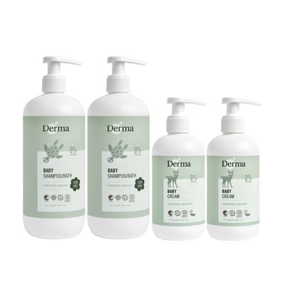 丹麥德瑪Derma - 洗護家庭號量販組(免運)-沐浴露500ml*2+護膚霜250ml*2