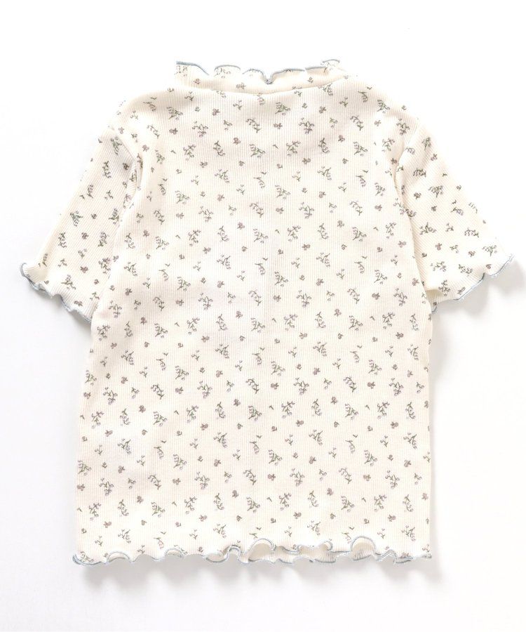 日本 apres les cours - 浪漫滾邊設計羅紋短袖上衣-卡其