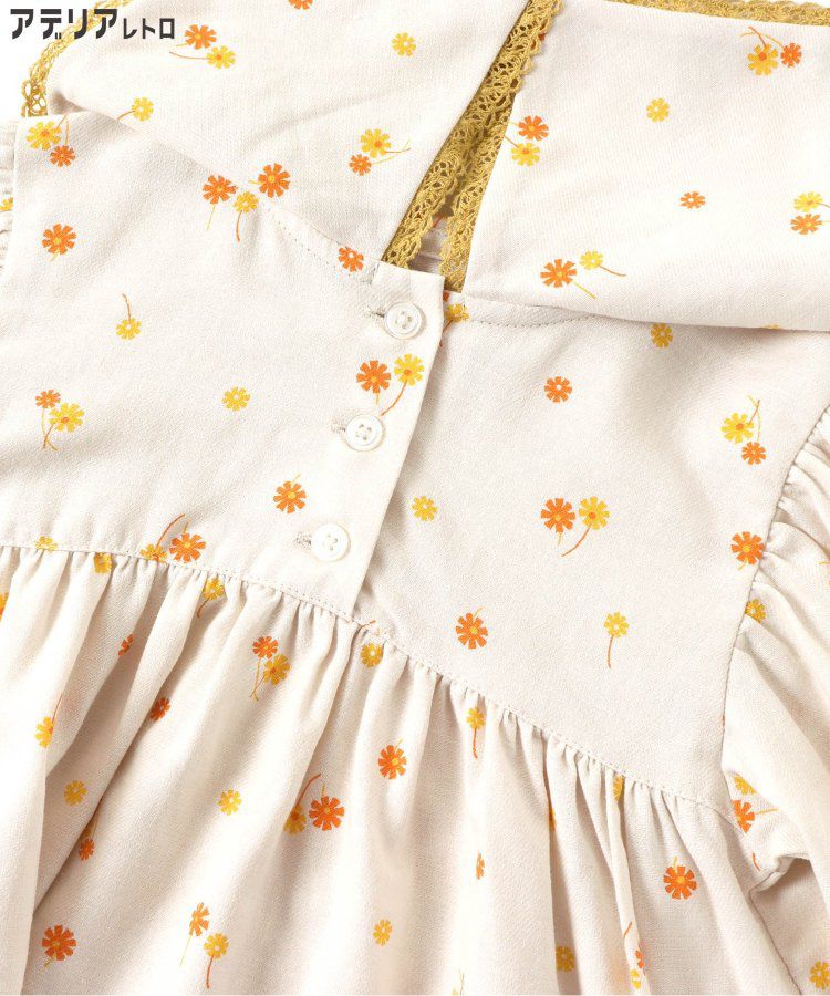 日本 BREEZE - 聯名款 昭和風文藝翻領長袖上衣-蒲公英點點-米白