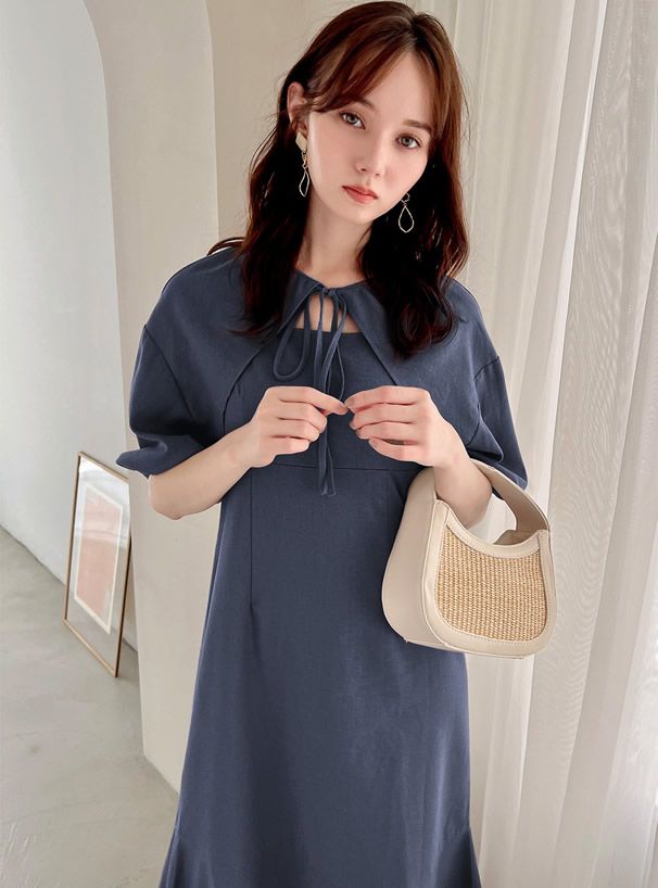 日本 GRL - 兩件式小外套魚尾修身洋裝-靜謐藍