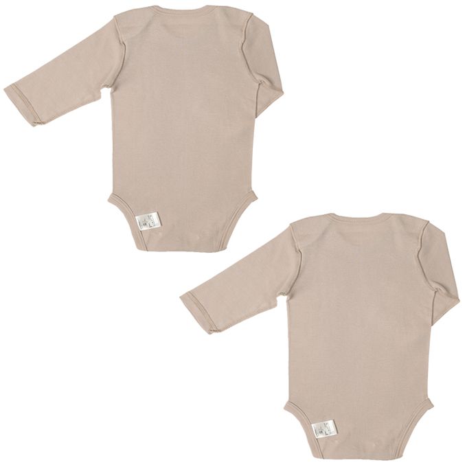 akachan honpo - 長袖有機包屁衣2件組-套頭式-咖啡色