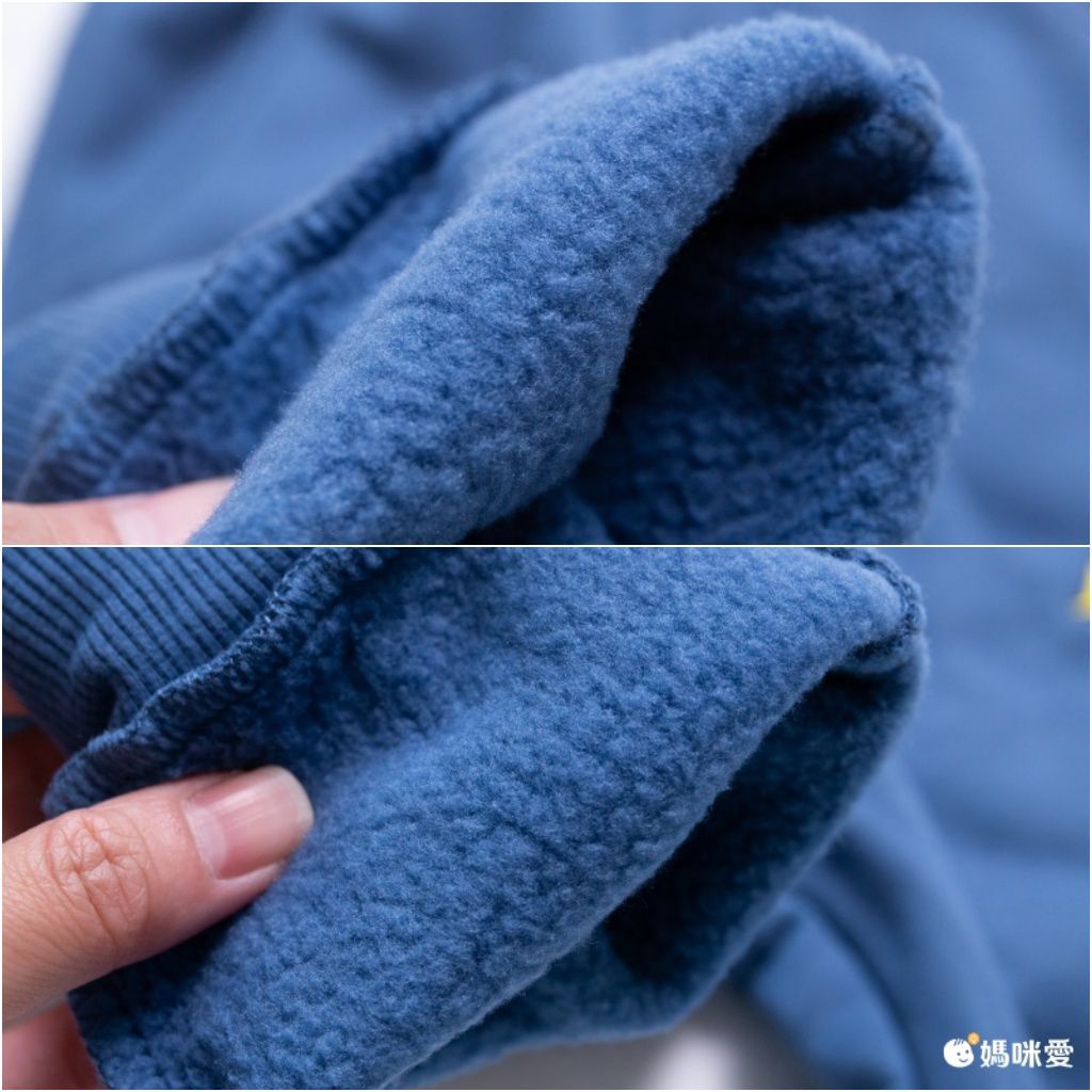 加絨棉混紡連帽外套-可愛恐龍-藍色