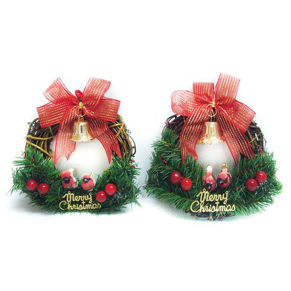 MODACore 摩達客 - 耶誕-聖誕快樂對鳥樹藤花圈對組/一組兩入