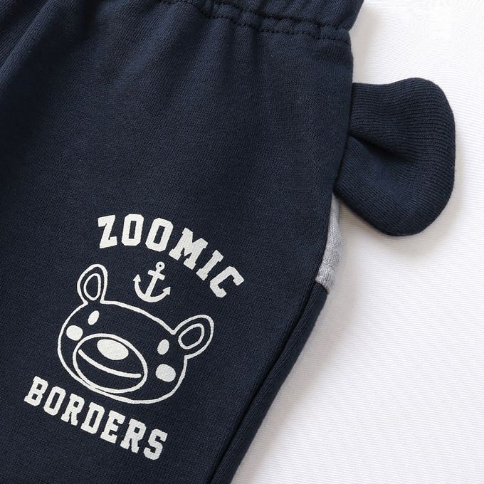日本 ZOOLAND - 可愛熊耳朵裏毛七分褲-小熊-芥末黃
