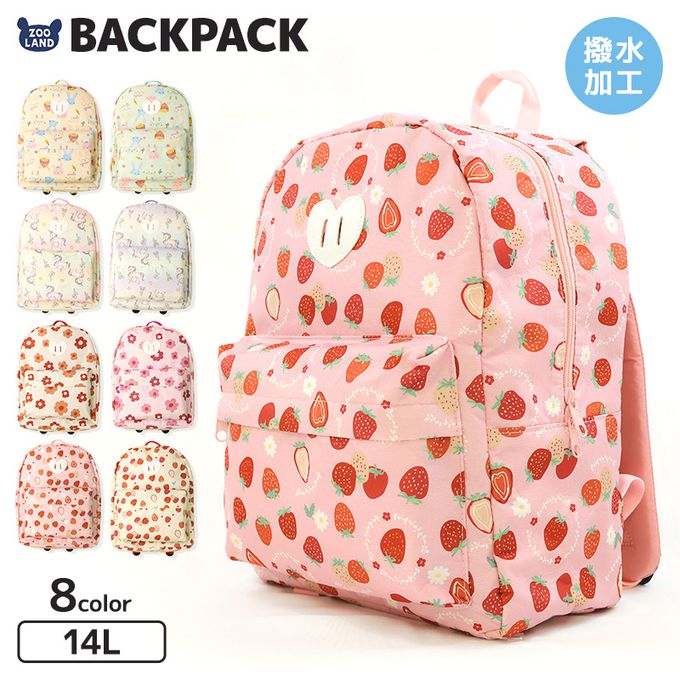 日本 ZOOLAND - [潑水加工]童趣大容量減壓上學背包-圓圓花朵-粉紅 (35x27x14cm)