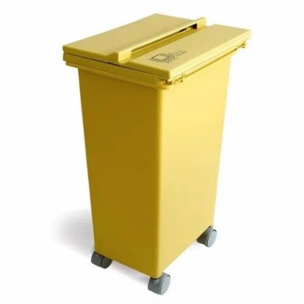 日本 eco container style - 三段式掀蓋質感垃圾桶-黃色-21L