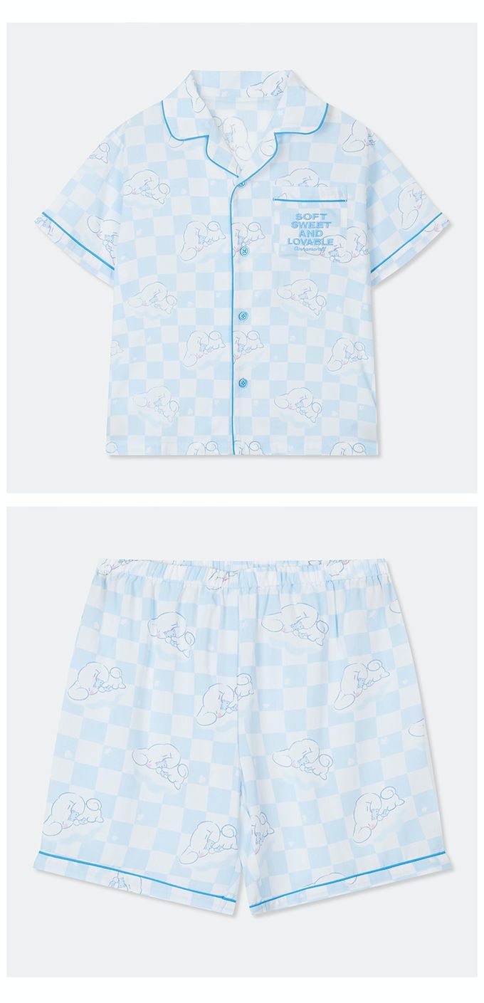 韓國童裝代購 - SPAO KIDS短袖睡衣套裝-卡通人物大耳狗-淺藍