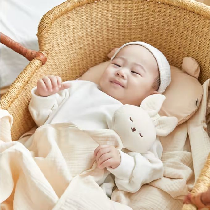 正韓Hello HiZoo - 多功能純棉三層紗安撫毯/浴巾/紗布巾/咬咬巾/口水巾/安撫巾-兔兔