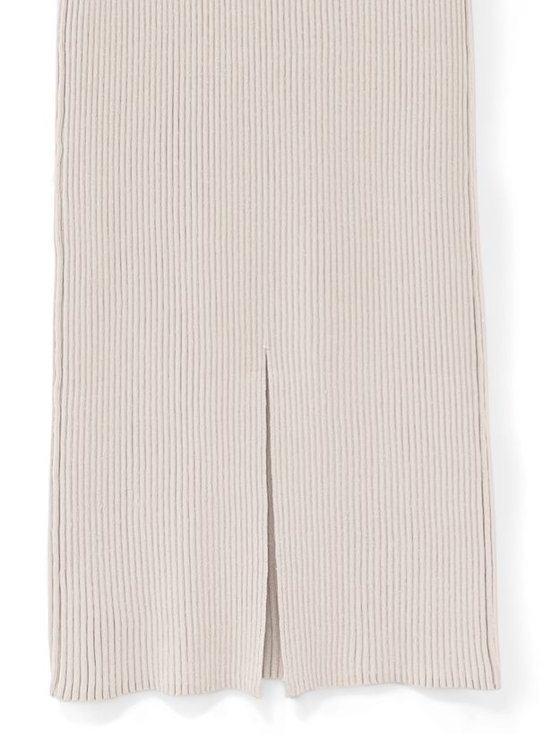 日本 GRL - 柔軟針織帽Tx長裙2件組-淺灰杏