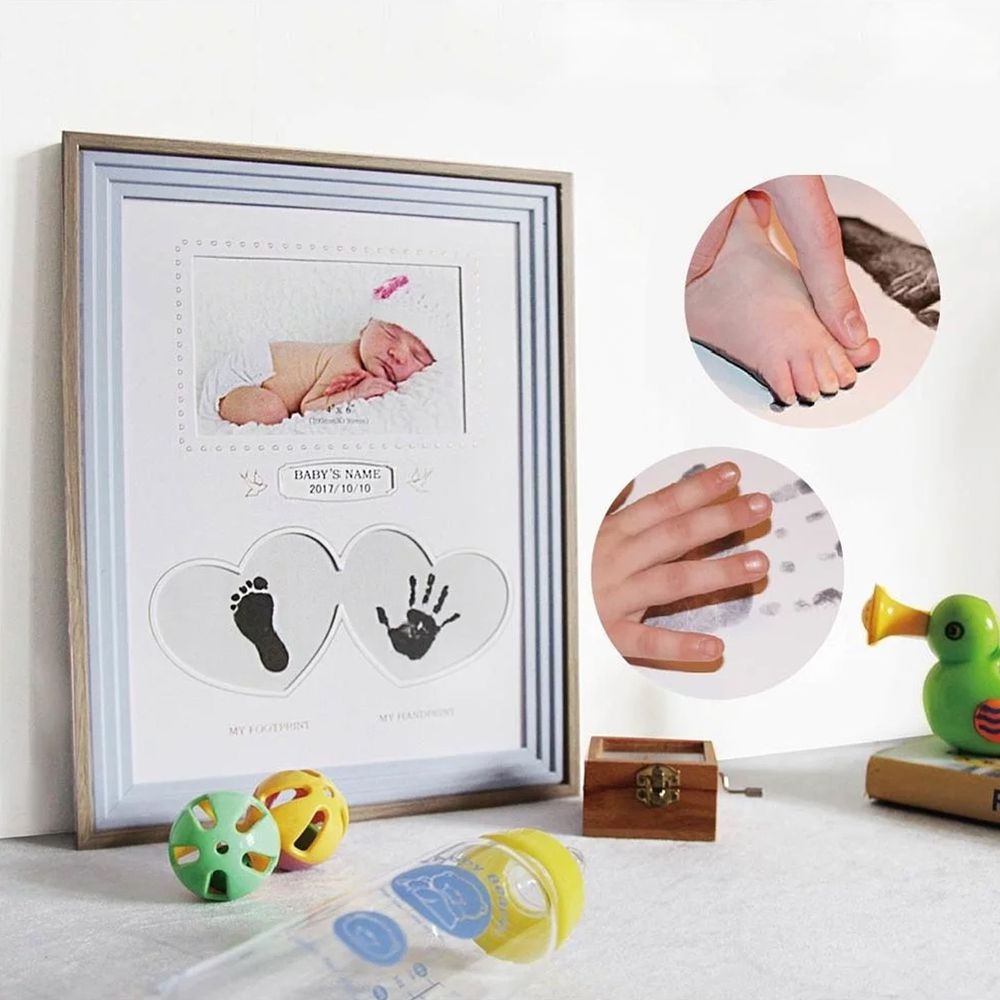TROMSO - 新生兒寶貝泥拓手腳印直式紀念相框-直式粉藍