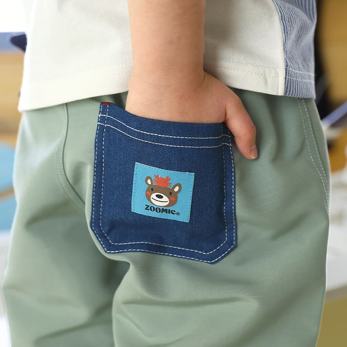 日本 ZOOLAND - 鯨魚悠遊清爽滑面材質短褲-丹寧口袋-薄荷綠