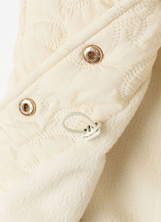 韓國 OZKIZ - 鬱金香縫紋搖粒絨背心-米白