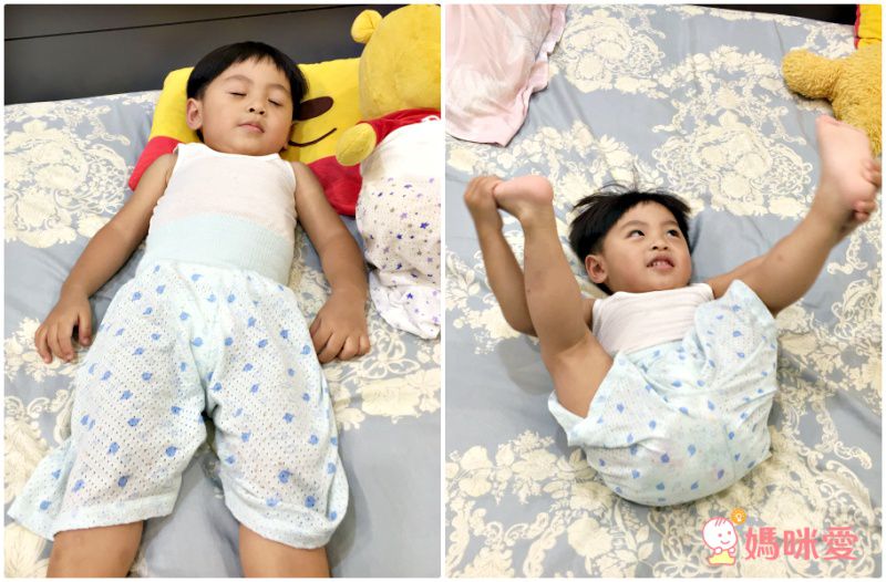 純棉網眼腹卷高腰護肚褲-藍色