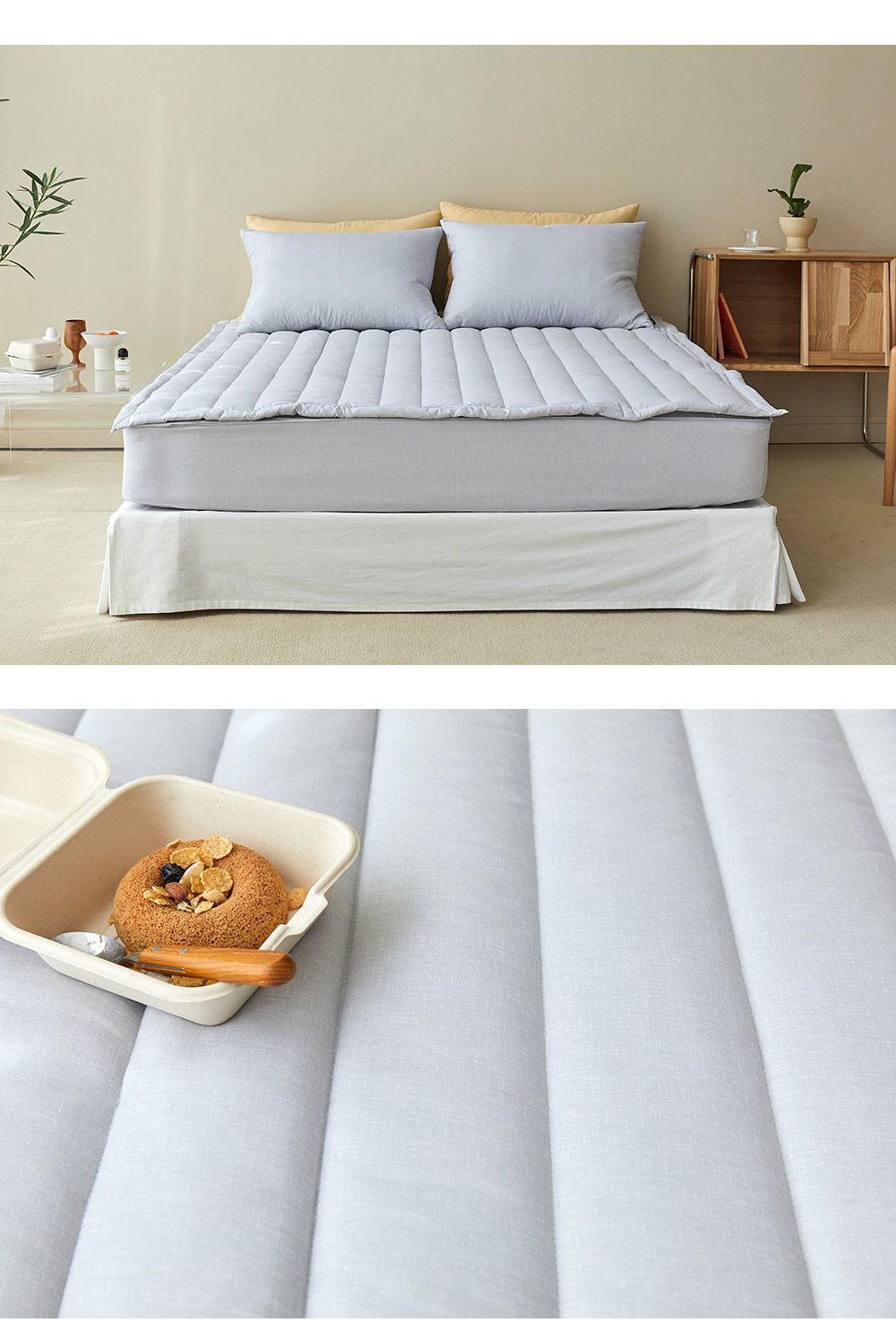 韓國 Maatila - 可水洗超細纖維桃皮感保潔墊/睡墊-石灰藍