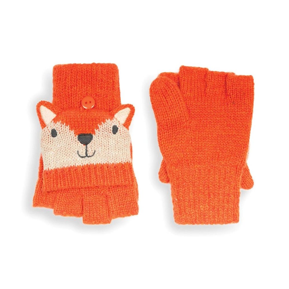 英國 JoJo Maman BeBe - 保暖細緻羊毛手套-可愛狐狸