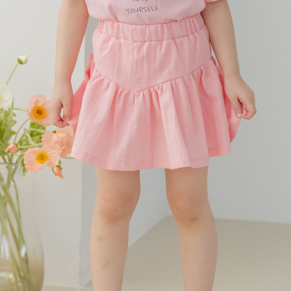 韓國 Orange Mom - 抓皺鬆緊褲頭褲裙-粉紅