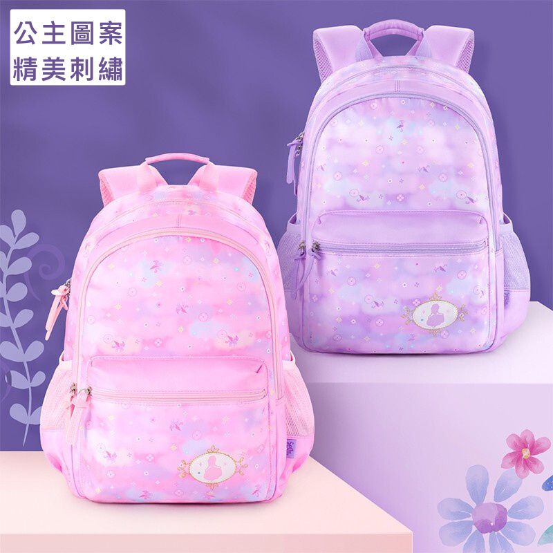 大容量透氣輕量減壓書包-卡通人物蘇菲亞-紫色 (建議120~140cm)-29x18x41cm