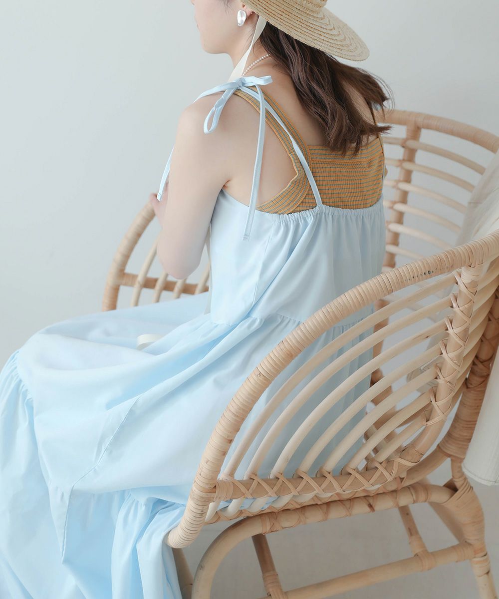 日本 Bou Jeloud - 可愛綁帶層次吊帶裙/洋裝-淺粉