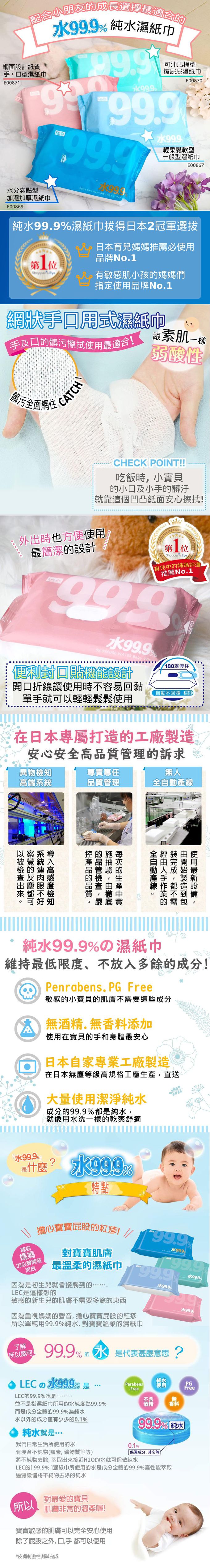 日本 LEC - 純水99.9%手口專用濕紙巾箱購 80抽x15包入