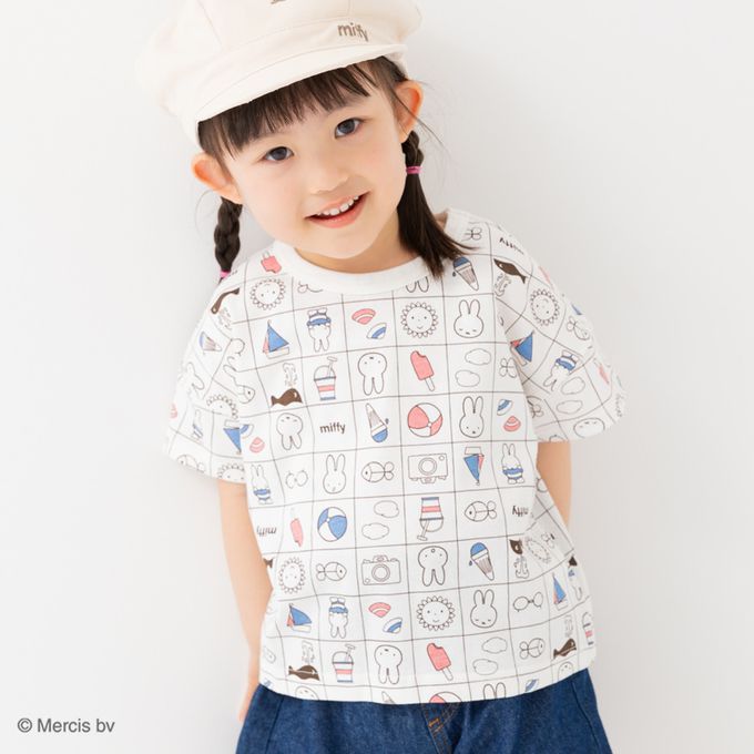 日本 Chil2 - 米飛兔限定短袖上衣-線條耳朵-白