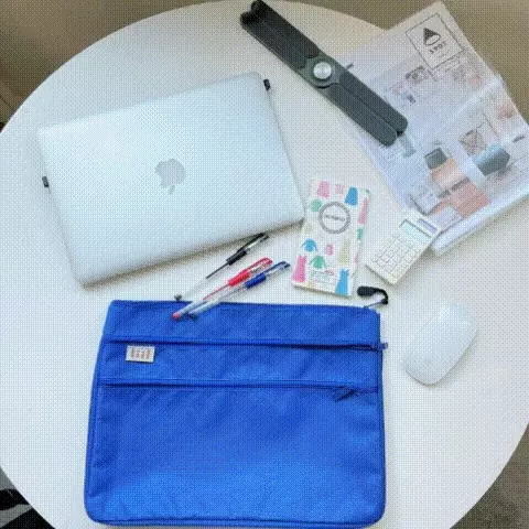 理理 liil - 紋理三拉鏈收納文件袋-風鈴藍 (M-250x190x45mm)