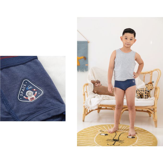 貝柔 Peilou - 天絲棉舒膚平衡童男三角褲-貼布繡-太空-藍