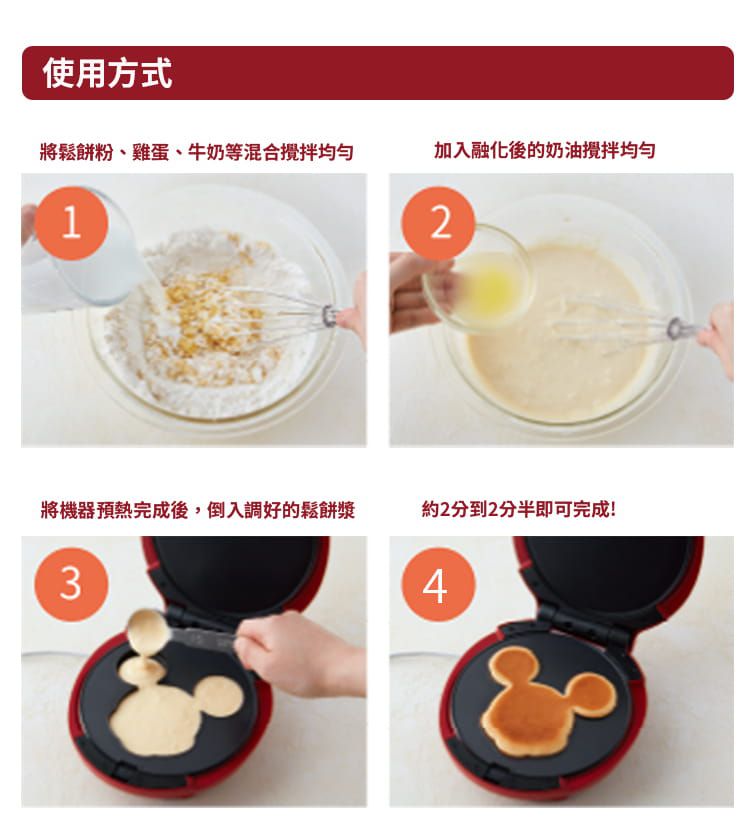 麗克特 recolte - Smile Baker 微笑鬆餅機-迪士尼米奇米妮系列-經典紅