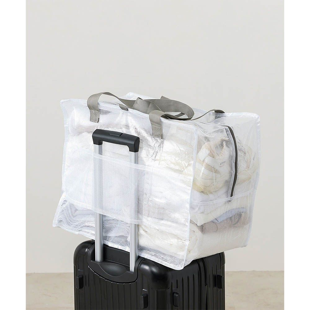 堅固防水可折疊多功能隨身行李袋-透明白 (XL)-長50x寬30x高40cm