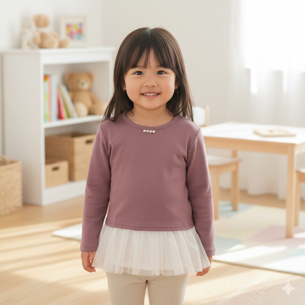 休閒上衣-下擺拼接-紫色