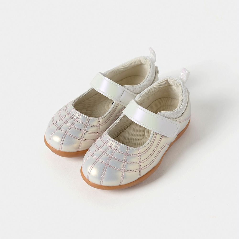 絎縫造型軟底防滑懶人休閒鞋-銀白