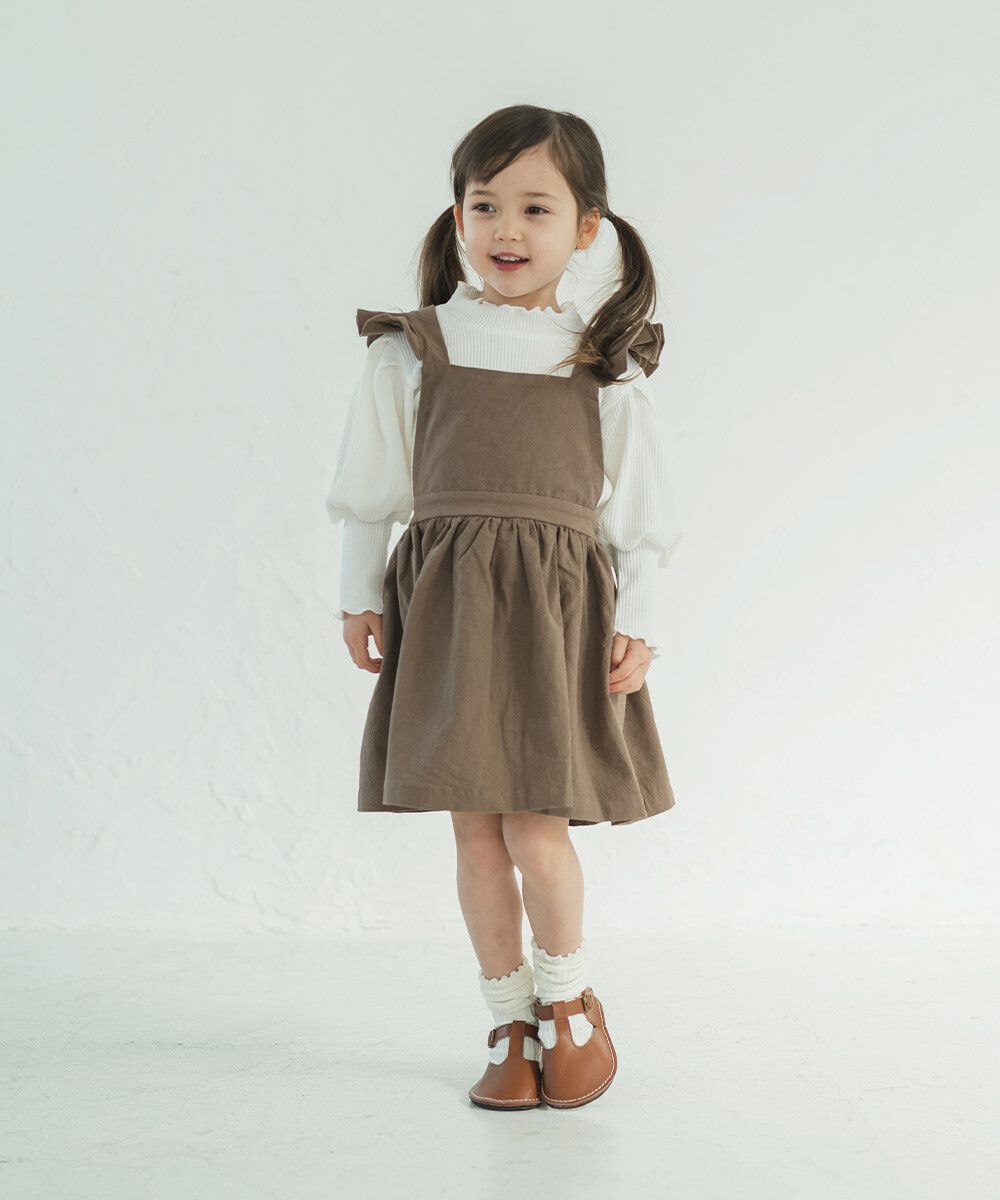 日本 riziere - 小公主澎澎前束袖羅紋長袖上衣-天使白