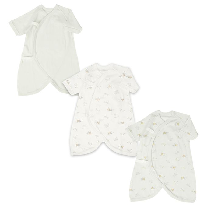 akachan honpo - 新生兒內衣6件組-短袖&7分袖 按扣款-綠色