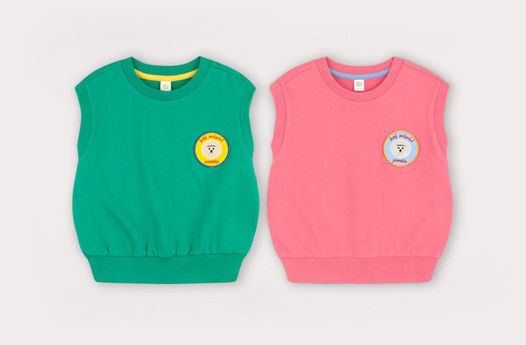 韓國 HEJMINI - 小狗徽章小背心-草莓粉