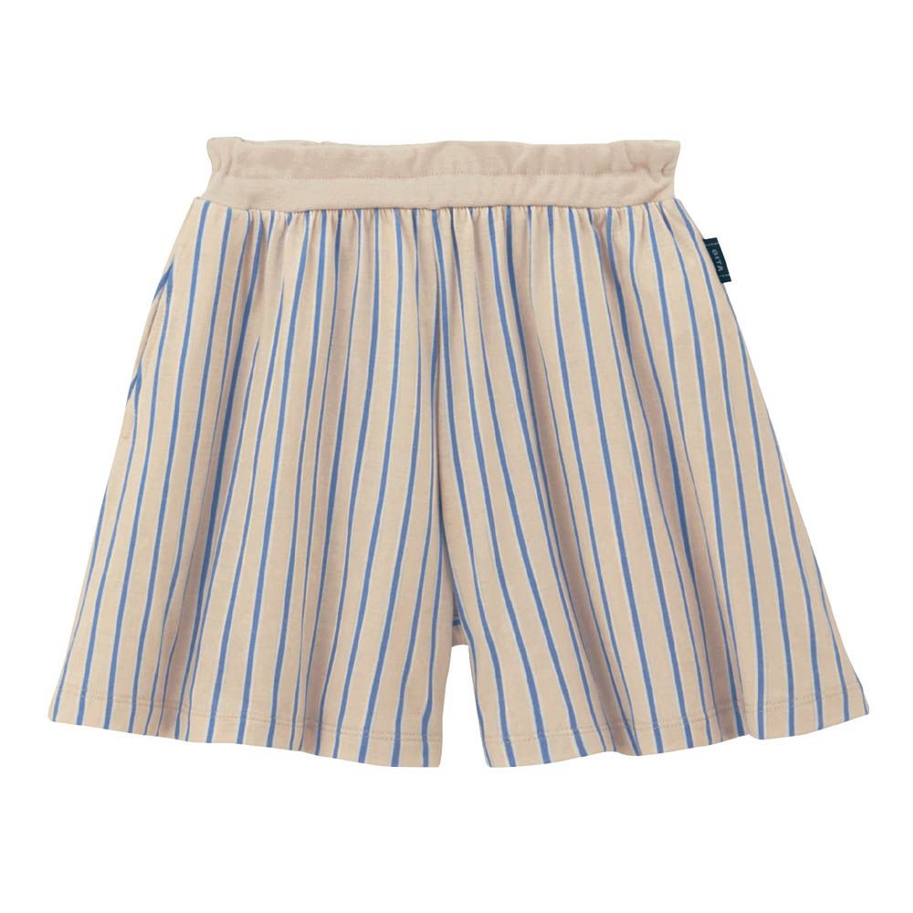 GITA 純棉薄涼傘狀短褲-條紋-米杏