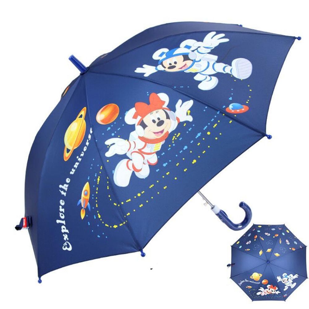 兒童半自動晴雨直立傘-卡通人物米奇與米妮-深藍色