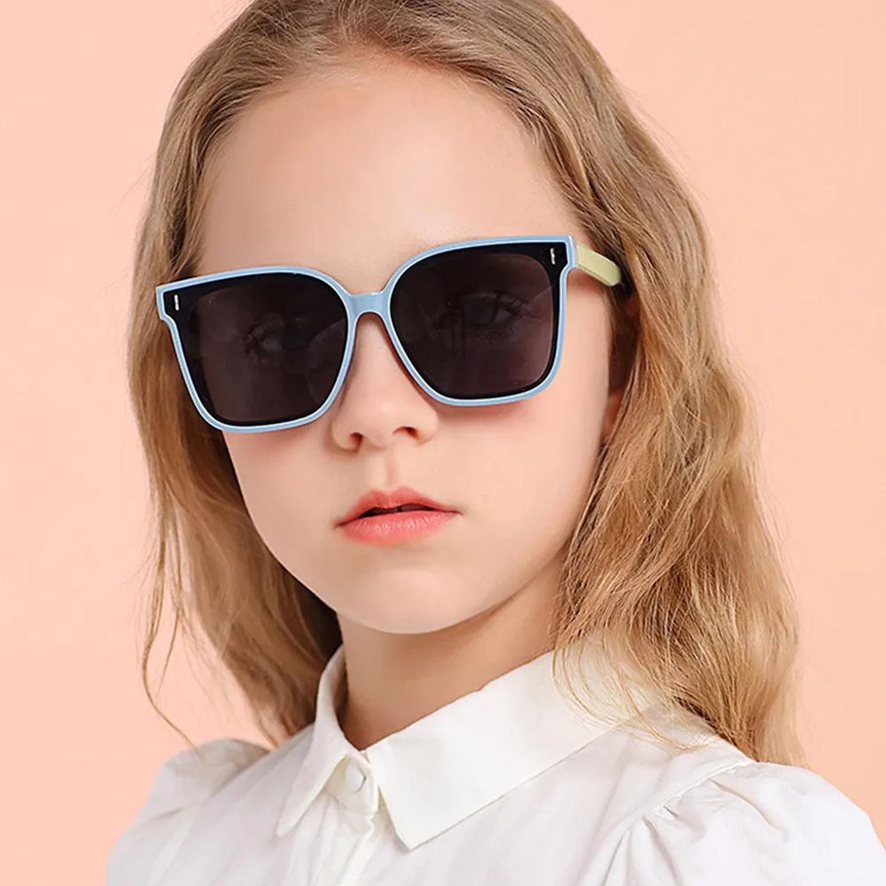 ALEGANT - 童樂時尚海星藍兒童專用輕量矽膠彈性太陽眼鏡/UV400方框偏光墨鏡