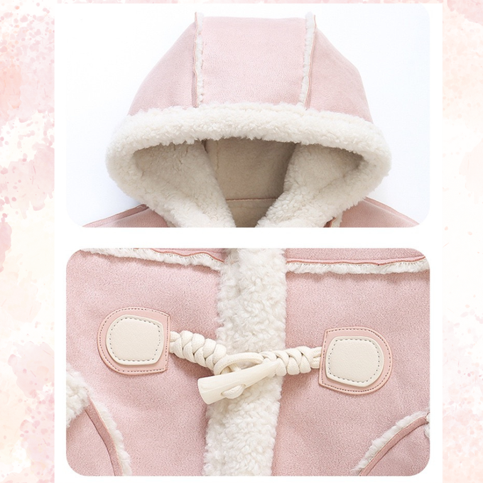 仿麂皮雙面布料拉鍊連帽式外套