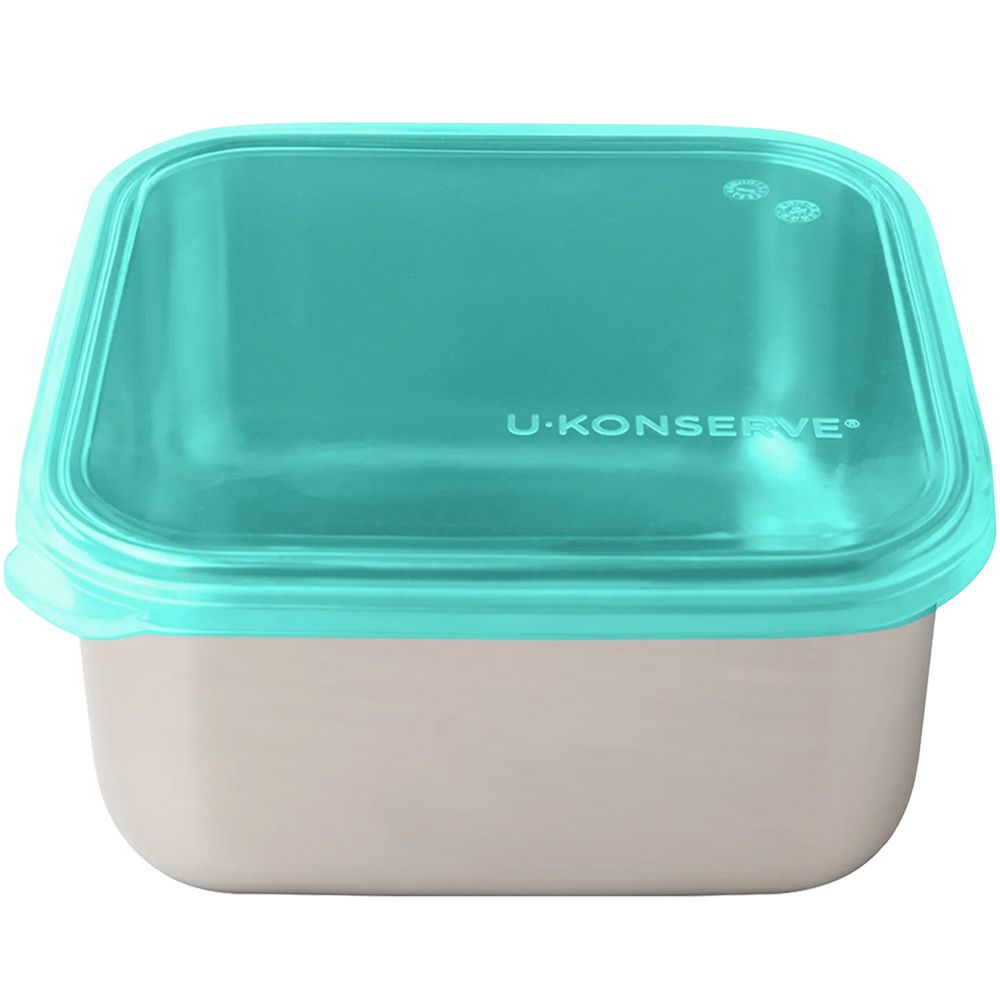 美國 U-Konserve 優康 - 經檢驗食品安全等級 304 不鏽鋼保鮮盒/冷凍盒/便當盒/儲存盒 1500ml-島青色