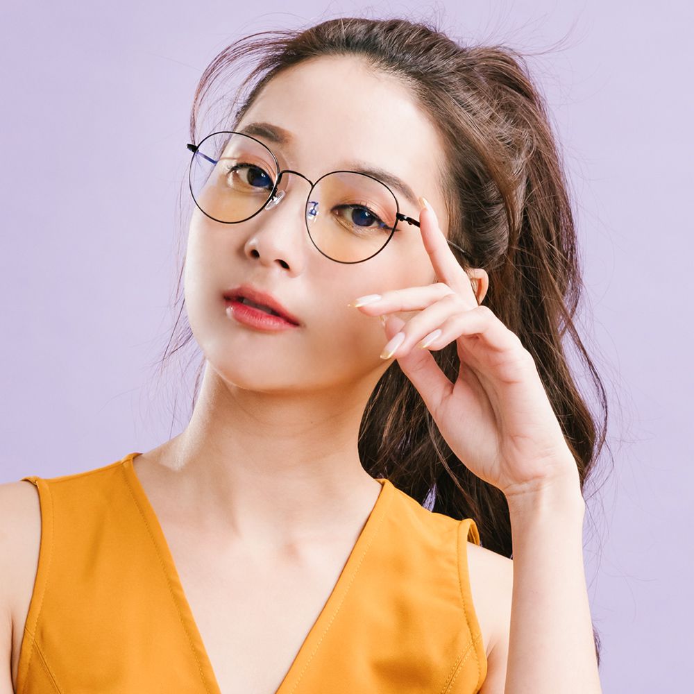ALEGANT - 韓風私服穿搭輕量音符黑橢圓細框光學記憶鏡腳UV400濾藍光眼鏡