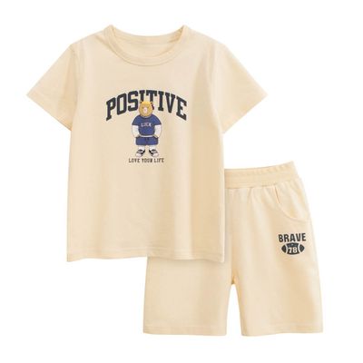 27KIDS - 純棉短袖+短褲套裝-POSITIVE-米杏