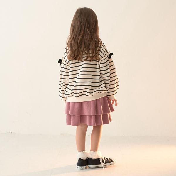 日本 Lycee mine - 蛋糕層次摺邊針織短裙-深卡其