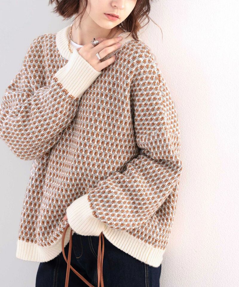 日本 Classical Elf - 復古緹花前後穿2Way滾邊針織上衣-黑灰系