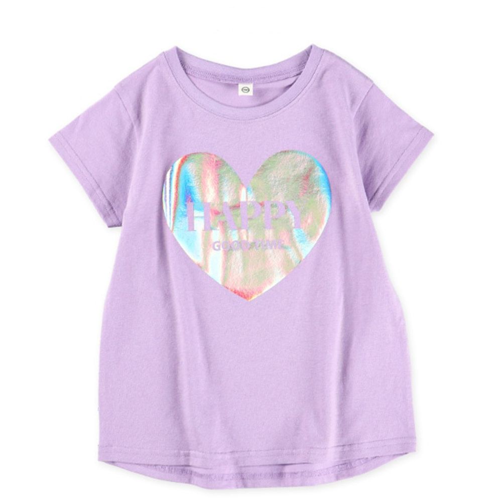 時尚閃耀大愛心短袖上衣-紫