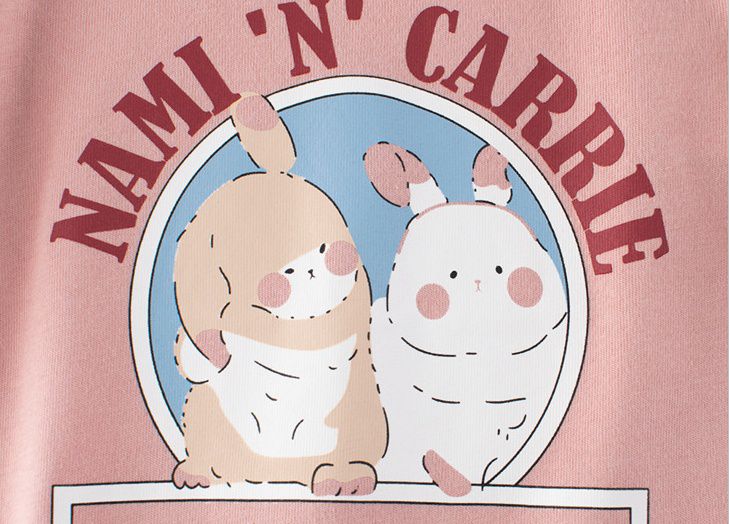 純棉長袖上衣-兔子夥伴-紅色