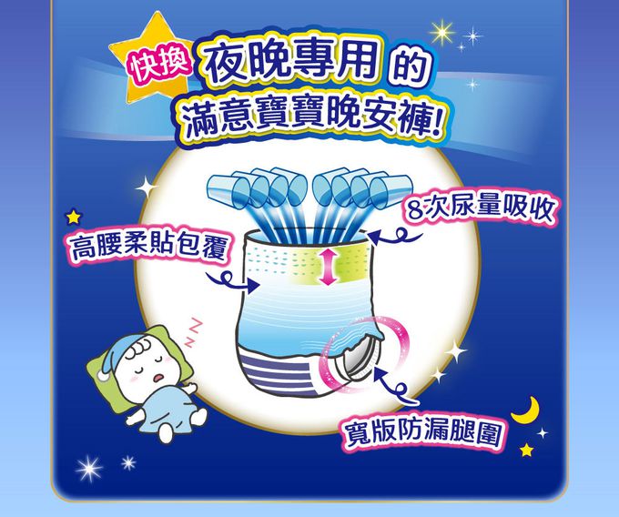 滿意寶寶 - 寶可夢晚安褲-女XL~XXL (22片x3包/箱)-黏貼 (XL)