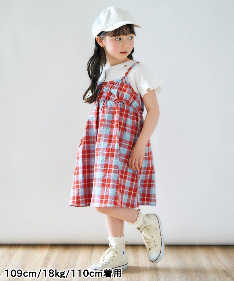 日本 apres les cours - 成熟又可愛的假二件綁帶洋裝-米黃-藍小花