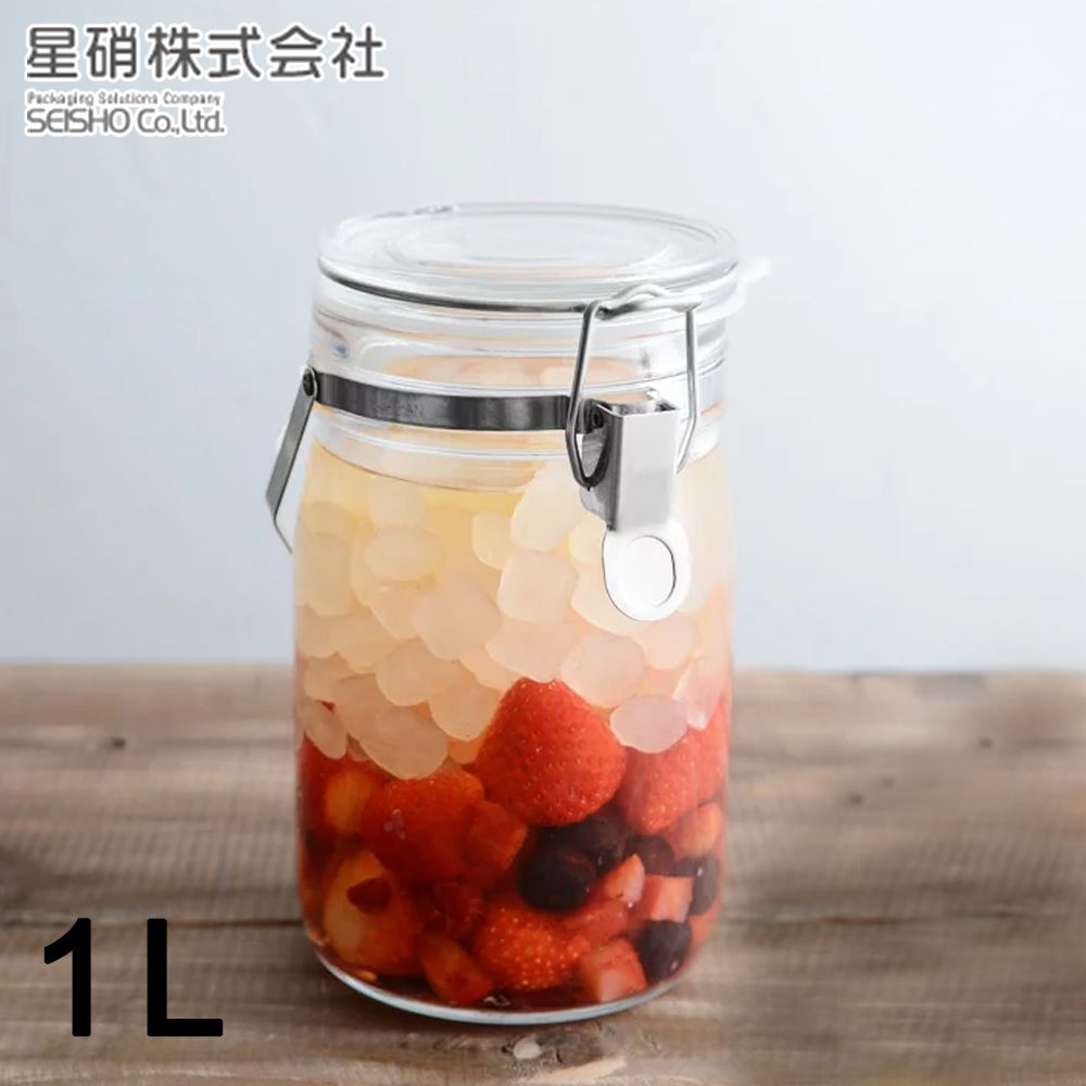 日本星硝SEISHO - 日本製 醃漬/梅酒密封玻璃保存罐1L