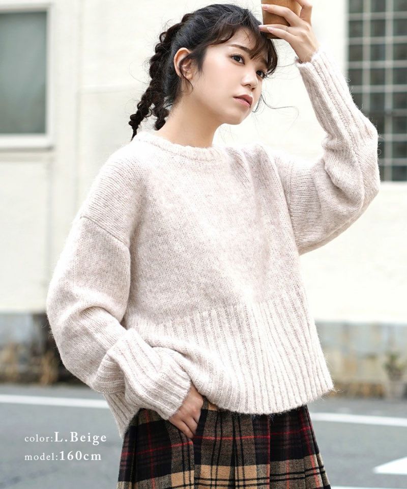 日本 zootie - 羊毛感柔軟羅紋寬鬆毛衣-淺棕