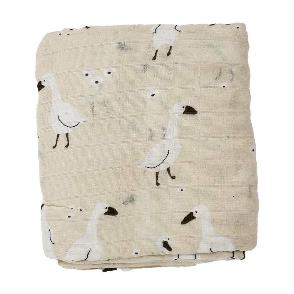 多功能紗布包巾 大尺寸 雙層竹棉包巾 蓋被-鴨子 (120*110cm)